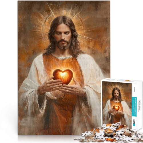 Rompecabezas para Adolescentes de 1000 Piezas Jesús sosteniendo el Sagrado Corazón Aprendizaje Educativo Regalo Divertido 38x26cm