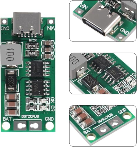 Image of ROBOWAY 5Pcs 2S 2A Polymer Lithium Ion Charger Type-C | 8.4V 18650 Battery Charging Module | USB-C Input, Boost Converter, LED Indicator, Overcharge Protection (Pack of 5)