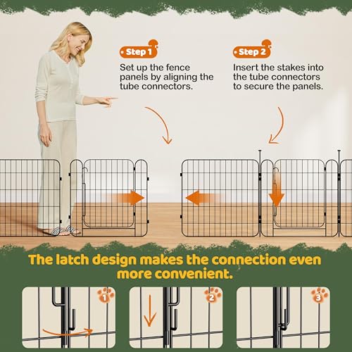 Image of Yaheetech 24in 16-Panel Expandable Dog Playpen for Puppy /Small Animals | Durable Metal Frame, Safety Lock Door, Floor Protectors, No-Tool Assembly, Foldable Portable for Indoor Yard RV Camping