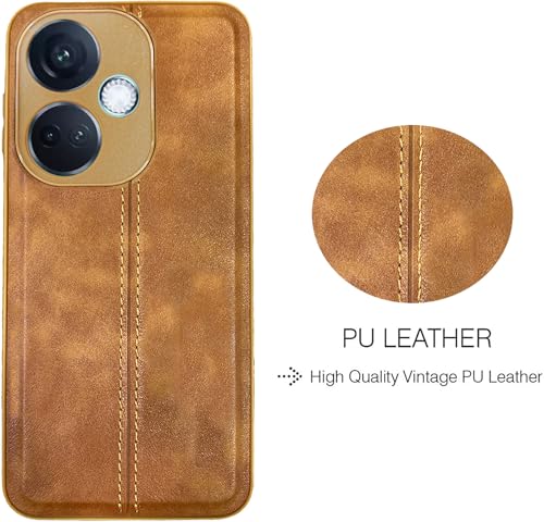 Image of A rtistque Premium Thread Leather Back Cover Case for Oneplus Nord CE 3 5G | Drop Protection | Smooth Grip | Raised Camera Edges| Oneplus Nord CE 3 5G Back Cover - Brown