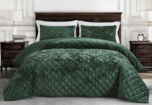 Edredón de terciopelo verde bosque para renovar tu ropa de cama este invierno con calidez 3
