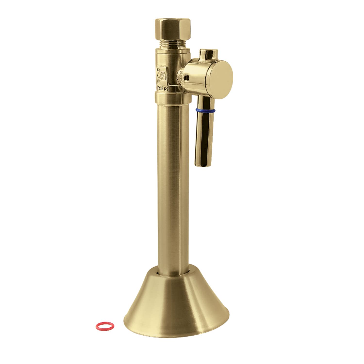 Vanne d'arrêt droite laiton brossé Kingston Brass avec extension de tuyau chic