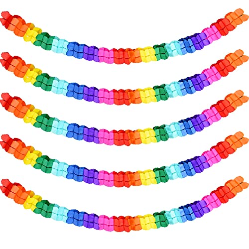 Zoonvii 5 Pièces Guirlande Colorée en Papier, Trèfle à Quatre Feuilles, Décoration à Suspendre Arc-en-Ciel pour Carnaval, Fête, Anniversaire, Mariage