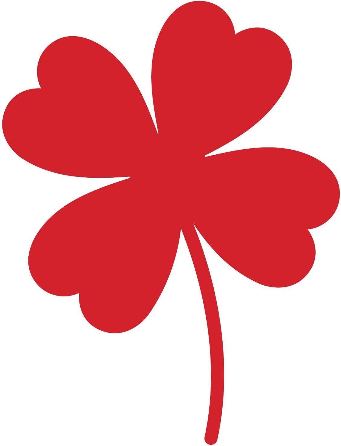 Four Leaf Clover Shamrock 4-Leaf Vinyl Decal Sticker Car Window Bumper Die Cut 5.5-Inches Premium Quality UV Resistant No Background Luck of The Irishb (5.5 Inches, Red)