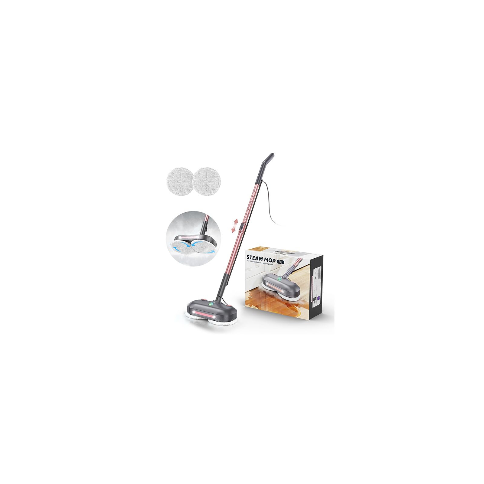 Photo 1 of Scrubbing Steam Mop with Rotating Pads,All-in-One Spin Steam Cleaner for Floor Cleaning,Large Tank,23FT Cord, LED Headlights,Reusable Pads & Self-Standing,Safe for Hard Floor/Laminate/Marble