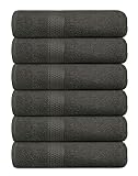 Brooklyn Linen Cotton Bath Towel 22x44 Terry Towels Pack of 6 Charcoal Grey Lightweight Pool Towel S