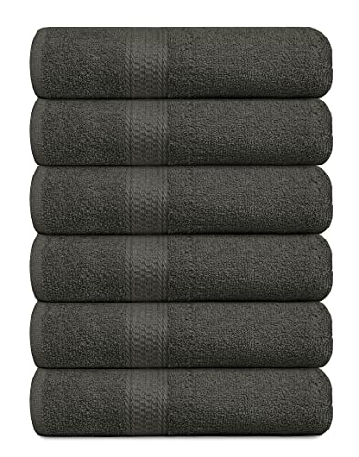 Brooklyn Linen Cotton Bath Towel 22X44 Terry Towels Pack Of 6 Charcoal Grey Lightweight Pool Towel Set, Quick Dry Gym Salon Spa Hotel Bathroom Towel, Ideal For Every Day Use #TOP5