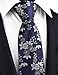GUSLESON Navy Grey Tie for Men Wedding Silk Fashion Floral Necktie for Party (1037-39)