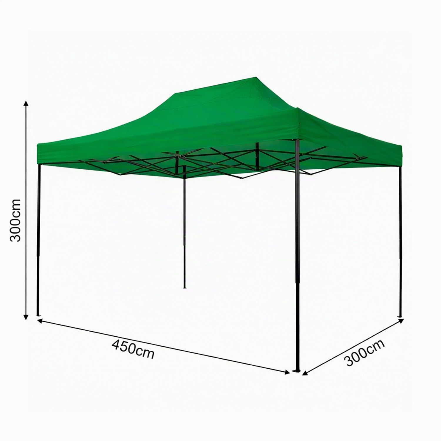 Gazebo Professionale 3x4.5 M Richiudibile Automatico In Acciaio Con Telo Oxford 1200D PVC Impermeabile e Anti UV Struttura a Fisarmonica con Sacche Zavorra e Borsa Trasporto Sagre Feste (Verde)
