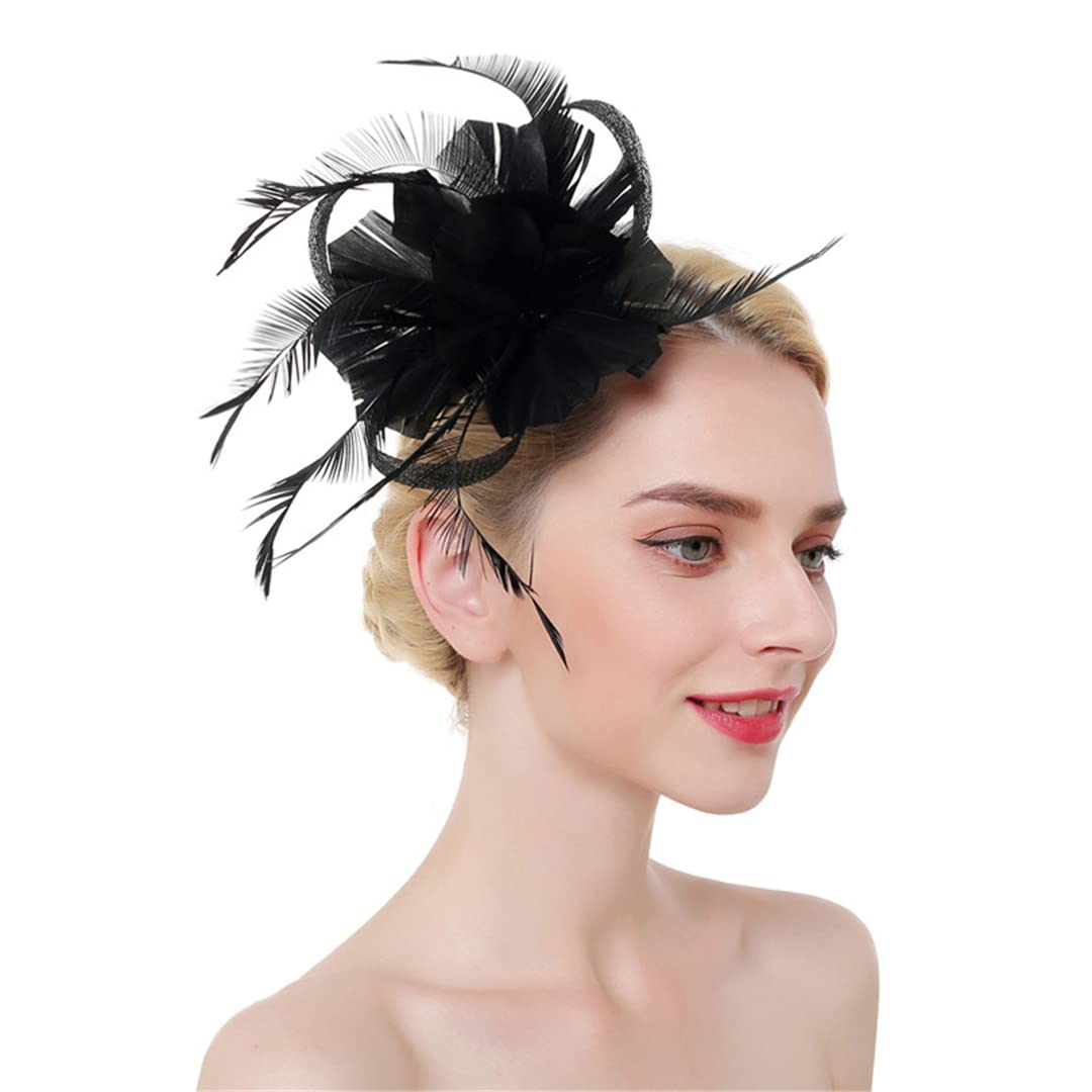 YTBHSHXZ， Fermagli for capelli da donna con piume, for feste e matrimoni, con fermagli for capelli a forma di fiore.