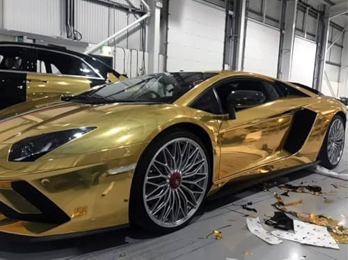 Image of WALLMATE Carbon & Matellic Wrap Sheet Roll Film Sticker Decal Waterproof Car Styling Wrap Auto Vehicle Accessories (12x86 Inch, Gold Chrome)