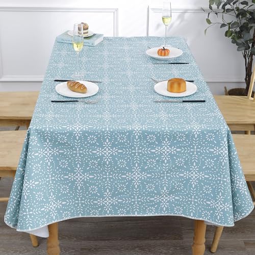 Image of Walrus Heavy Duty Vinyl Tablecloth with Flannel Backing Waterproof Oil-Proof Plastic Table Cloth Stain-Resistant Wipeable Table Cover for Indoor and Outdoor (Perforated Floral,60x84 Inch)