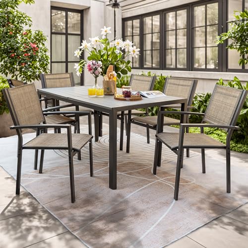 image for JUMMICO Outdoor Dining Set 7 Piece Patio Furniture Set with Weather Re