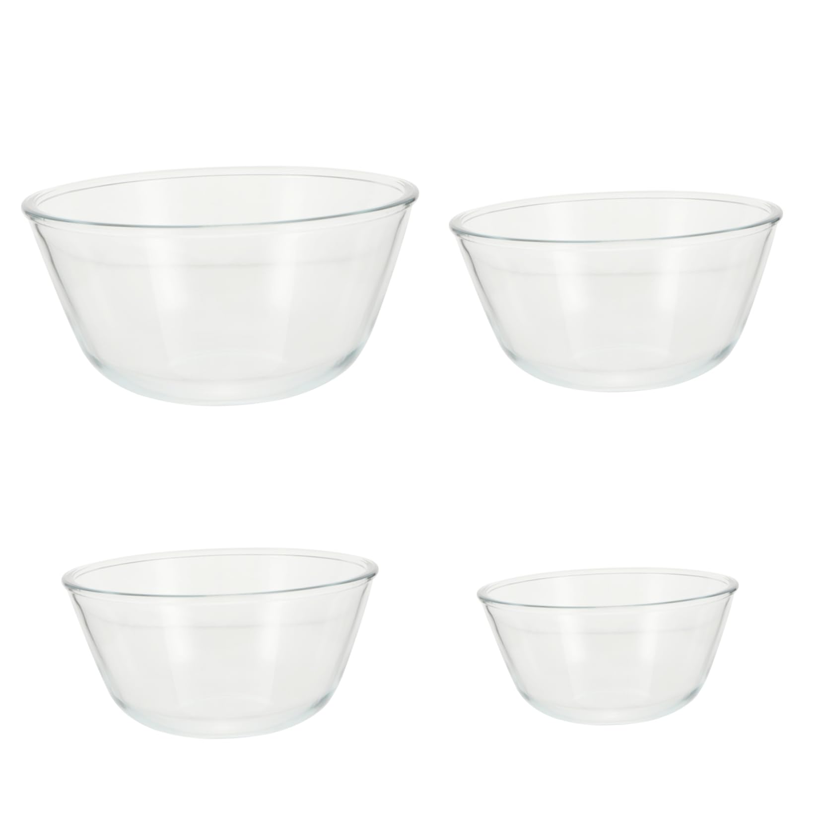 ULTECHNOVO 4 Stück Glas Schüssel Transparent 500ml bis 1600ml | Kaltbeständig und Dickwandig, für Küche und Speisen, Klare Form in Vier Größen