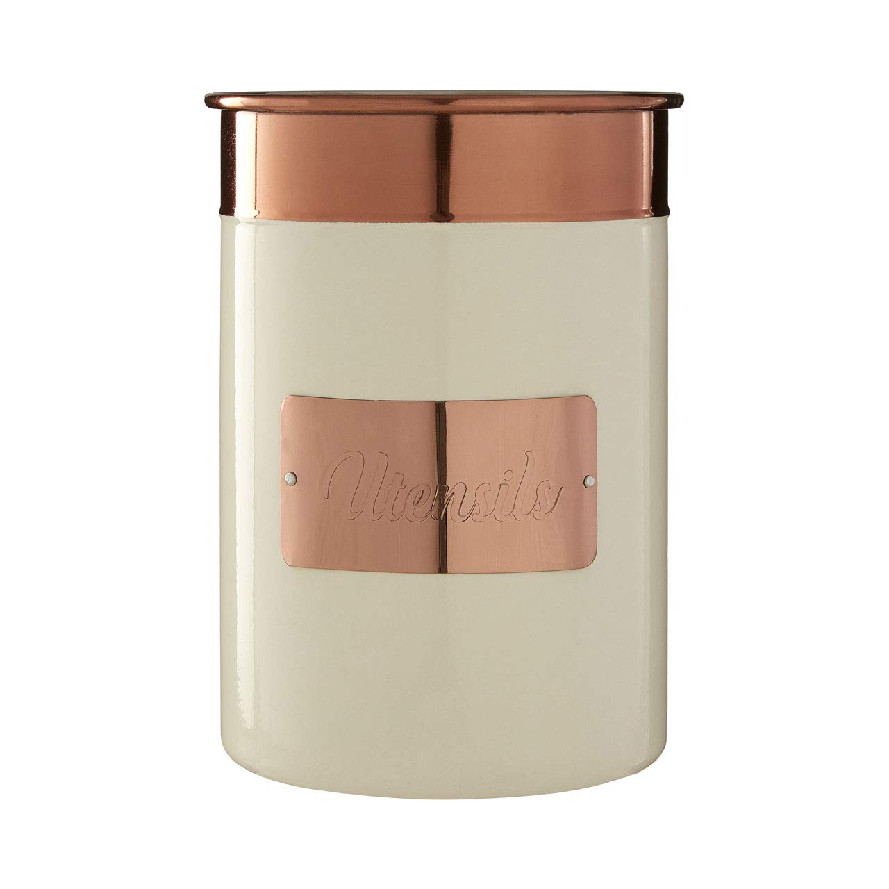 Prescott Cream Copper Stainless Steel Countertop Cutlery Utensil Holder