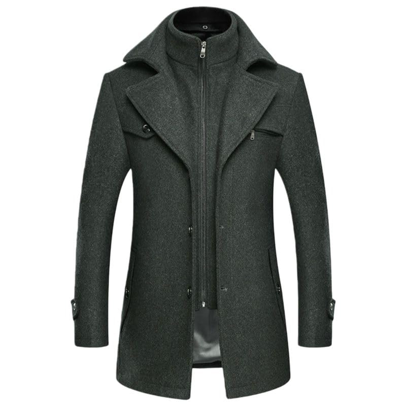 Gabardina cálida para hombre con cuello doble de diseño sofisticado para otoño e invierno 4