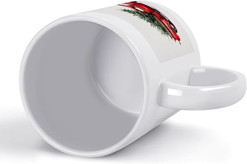 Miniatura 3 de Taza roja vintage con árbol de Navidad, tazas para café de cerámica con texto en inglés "Merry Christmas Tree Truck", regalos para el día de la