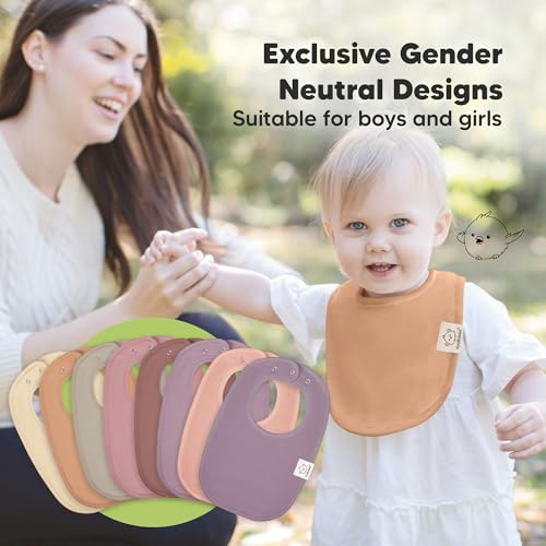 Image of 8-Pack Organic Baby Bibs for Boys, Girls - Soft Cotton Drooling and Teething Bibs for Baby Girl & Boy, Extra Absorbent, Easy to Clean & Put On for Toddler, Newborn, Infant 0-24 Months (Mauve)