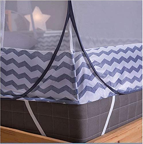 Image of Double Bed Mosquito Net /Machhardani 6.5 x 6.5 Feet with Foldable Steel Frame | Polyester Adults Mosquito Net for Family Sleeping | High Durability, Foldable, Tent Shape Mosquito Net (Blue)