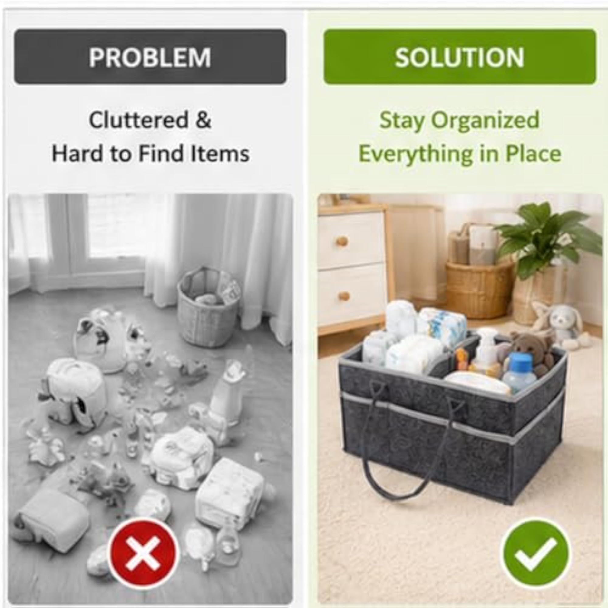 Portable Nursery Storage Basket Diaper Caddy Organizer