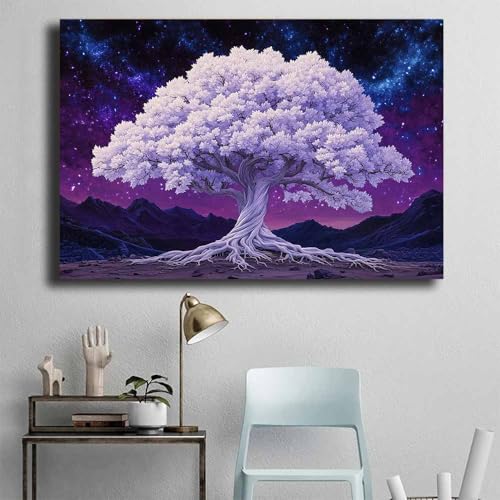 Tableau mural moderne violet pour habiller un grand mur vide