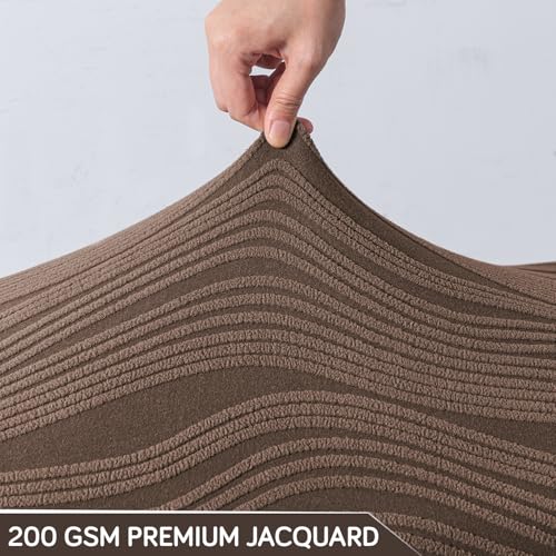 Image of HOKIPO Premium Knitting Jacquard 200 GSM Stretchable Footstool Cover, 'Nestiva Series' Chocolate Brown (AR-6236-BR)