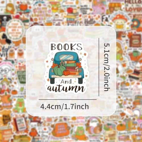 Image of 130Pcs Autumn Bookish Stickers for Kindle, Funny Halloween Ghost & Pumpkin Reading Stickers for Book Lover Gifts, Fall Book Vinyl Waterproof for Laptop Journal Scrapbook Water Bottle Journal