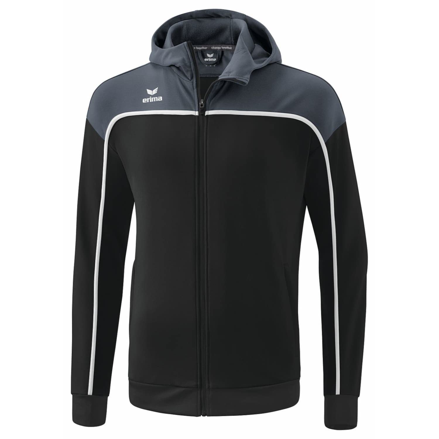 Erima Men's Change Training Jacket with Hood, Black Grey/Slate Grey/White, M