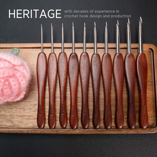 Image of SEVENSUN Mimosa Crochet Hooks Set 5 Pack of 0.8mm 1.0mm 1.4mm 1.6mm 1.8mm Crochet Hook, Hand Polished Ergonomic Crochet Hooks, Stainless Steel Crochet Hook, Crochet Needle Set