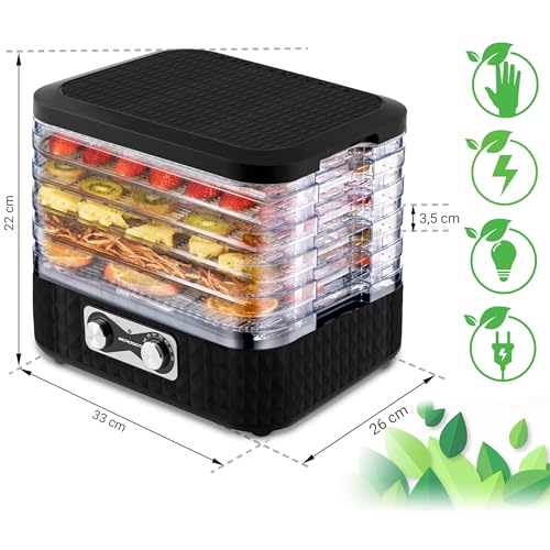 Berdsen Dörrautomat Pilztrockner Dörrgerät 5 Einlegefächer Obst Gemüse Trockner Temperaturregler 35 Bis 70 Grad 10 L Mit Umluft 24 h Timer Schwarz – Bild 5