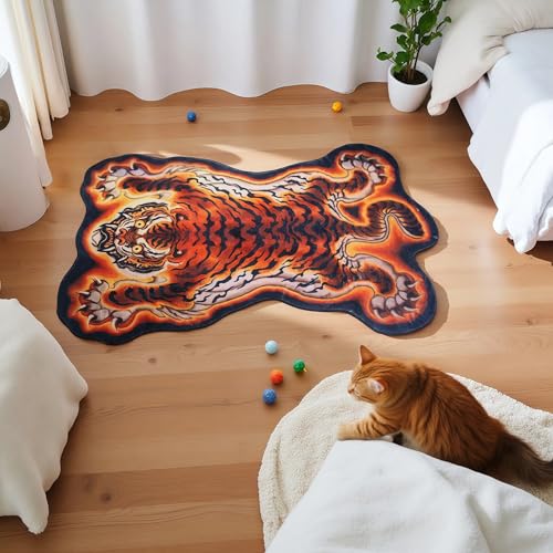 Tapete con diseño tigre tibetano 159x90 cm naranja miniatura 7