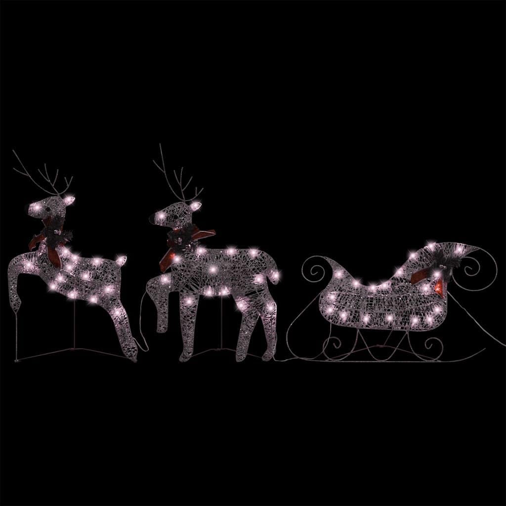 vidaXL Metal Mesh Reindeer and Sleigh Christmas Decoration in Gold