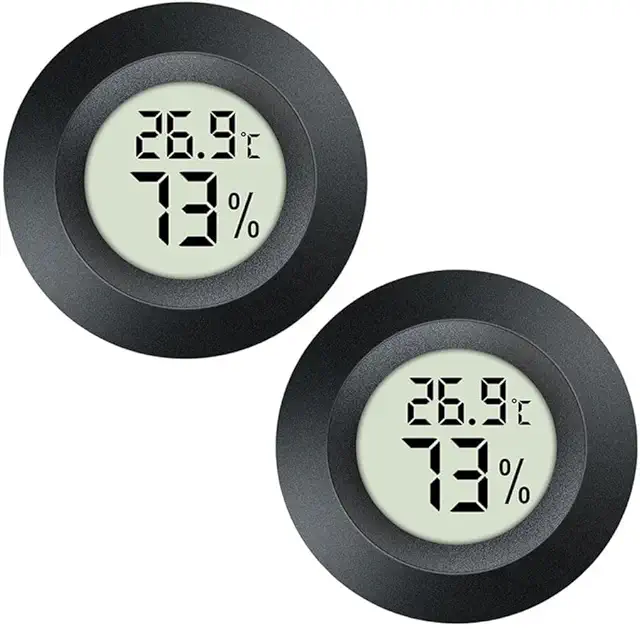 Digital Hygrometer Thermometer for Terrariums - 2-Pack Indoor/Outdoor Humidity Monitor