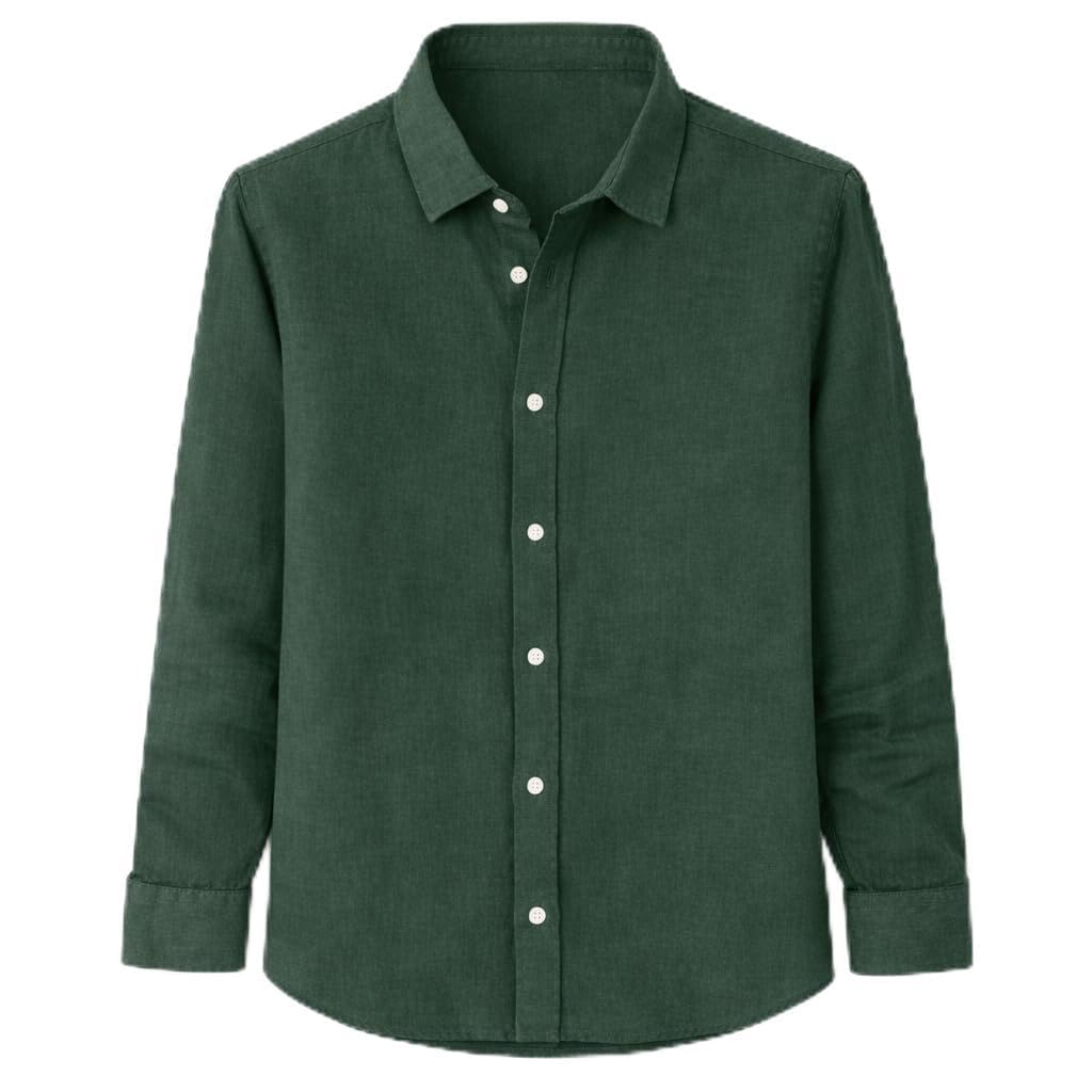 Camicia a Righe da Uomo, 100% Lino, Manica Lunga, vestibilità Regular/Slim, Stile Casual ed Elegante, Traspirante per l’Estate.