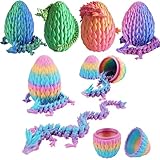 Qxbuhe 12inch 3D Printed Dragon Egg,Mystery Crystal Dragon Fidget Toys,Articulated Dragon,Home Desk Decor Easter Surprise Dinosaur Eggs,Adults Fidget Toys for Autism/ADHD (Rainbow)