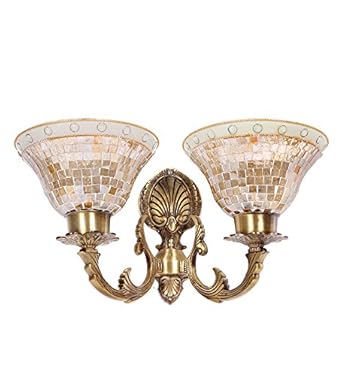 Fos Lighting Meenakshi Golden Katora Double Wall Light,corded-electric