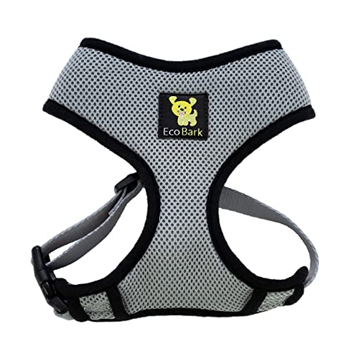 Image of EcoBark Dog Harness - Eco-Friendly Max Comfort Harnesses - Luxurious Soft Mesh Halter - Over the Head Harness Vest- No Pull and No Choke for Puppy, Toy Breeds & Small Dogs (Small, Gray)