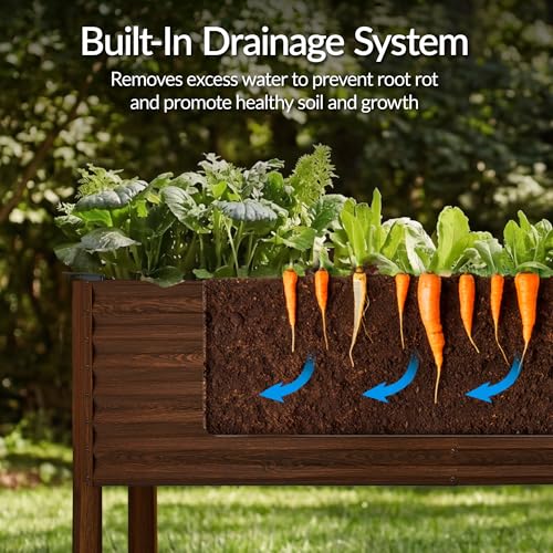 Image of Best Choice Products 72x24x30in Non Toxic Galvanized Raised Garden Bed, Metal Elevated Planter Box, Vegetable Garden, 100% Non Toxic Materials - Dark Brown Wood Grain