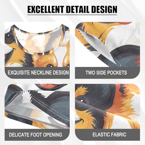 ALAZA Lovely Cartoon Dog Pajamas Set Short Sleeve Cotton Sleepwear Summer Pjs 2 Piece 5-14Y4