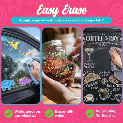 Image of Loddie Doddie Chalk Markers - Pack of 48, 6mm Reversible Tips - Liquid Chalk Pens for Glass & Windows - Dry Erase Chalkboard Markers for Blackboard & Calendars - Non-Toxic Pens for Art & Decor