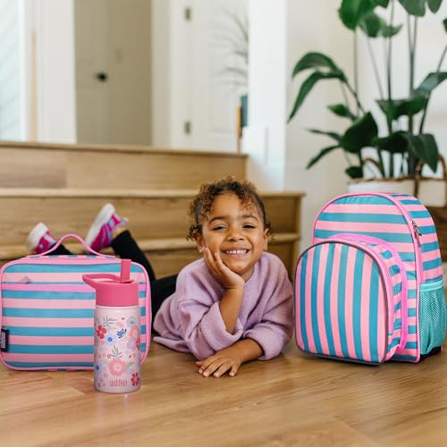 Image of Wildkin 12 Inch Toddler Backpack for Kids, Pink Stripes | Ages 3-7, lightweight toddler backpack for daycare, preschool, and travel