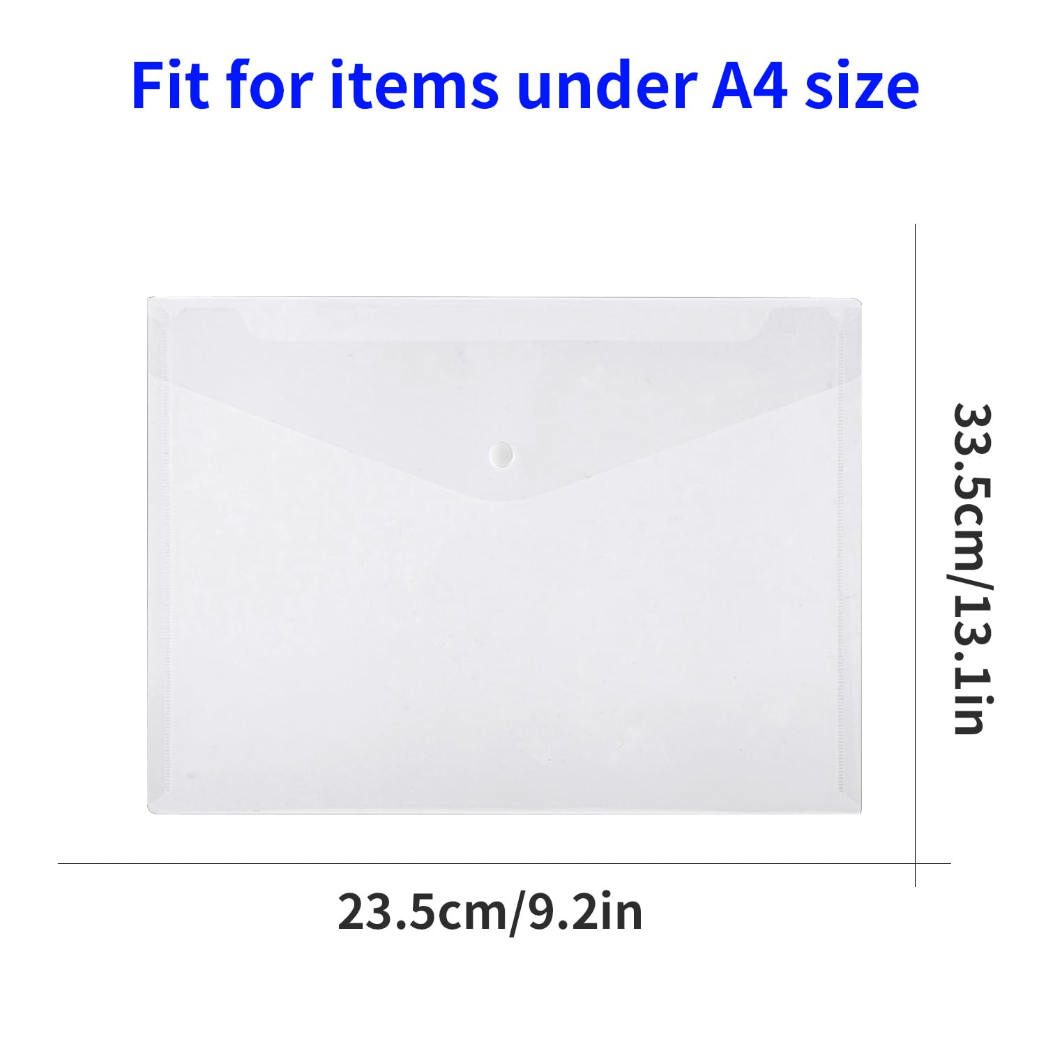 Paquete de 10 Carpetas Archivadoras, Portadocumentos de Plástico Transparente A4 para Archivos, Sobres de Documentos, Carteras con Bolsillo