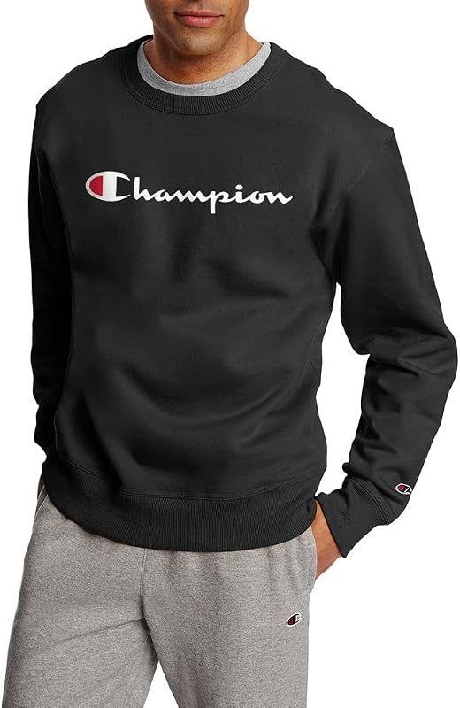 buzo Champion Fleece de cuello redondo para hombre, corte estándar, peso medio, logotipo de script, disponible en regular y grande y alto