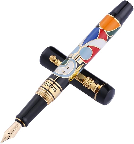 erofa Picasso Women and Flowers 90 Fountain Pen 14K Gold Fine Nib, Colorful Collection Pen Set with Original Wooden Box