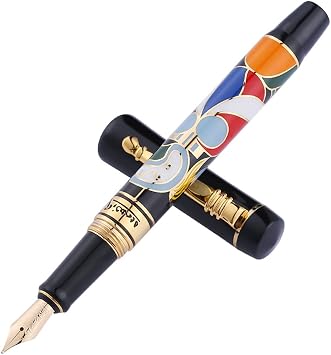 erofa Picasso Women and Flowers 90 Fountain Pen 14K Gold Fine Nib, Colorful Collection Pen Set with Original Wooden Box