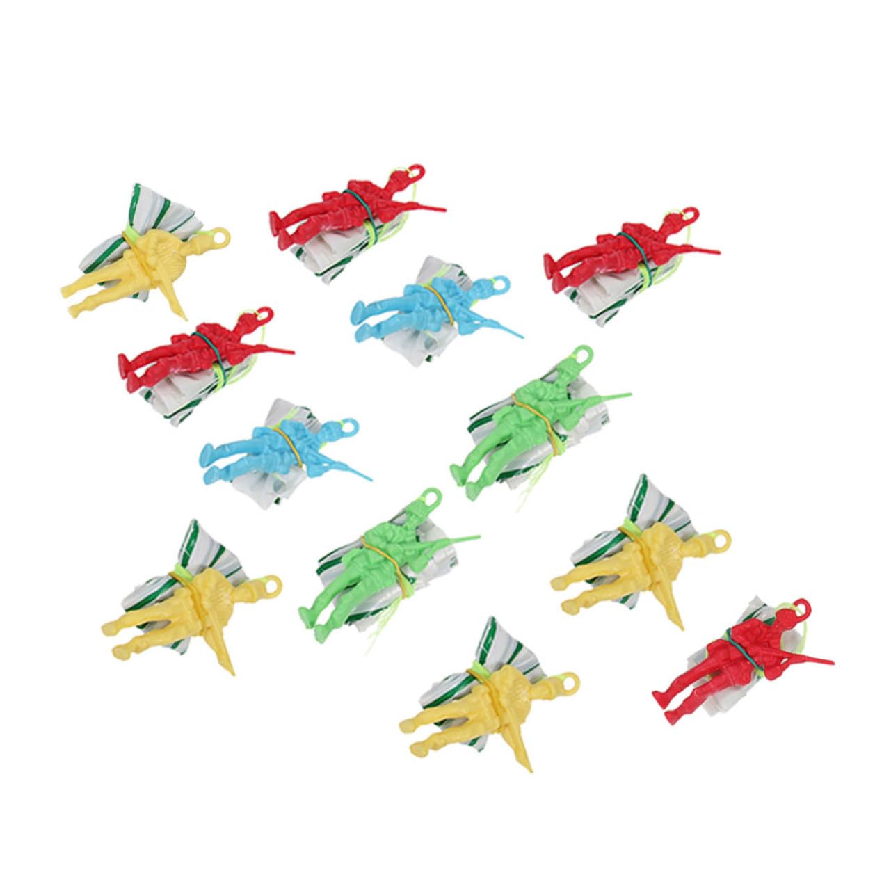 DECHOUS 12Pcs Soldier Parachute Outdoor Flying Parachute Figures for Hand Throwing for Backyard and Indoor Play