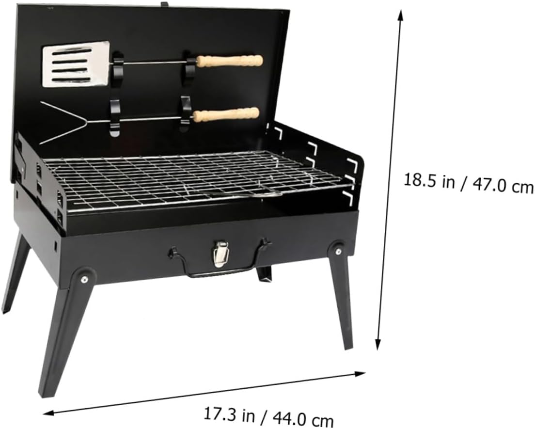Portable Folding Bbq Stove Grill 44x27x47cm with Accessories, Outdoor Barbecue Grill for Camping, Picnic, and Travel