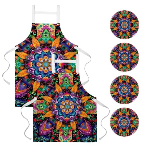 Tablier hippie chic lot de 2 imperméable pour cuisiner et recevoir