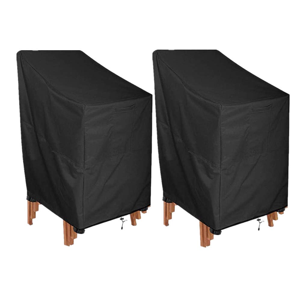 widesmile Garden Chair Cover Patio Stacking Chair Cover Waterproof 420D Oxford Fabric Outdoor Protective Cover for Stackable Chairs Anti-UV 89x89x120/89cm Black 2 Pack