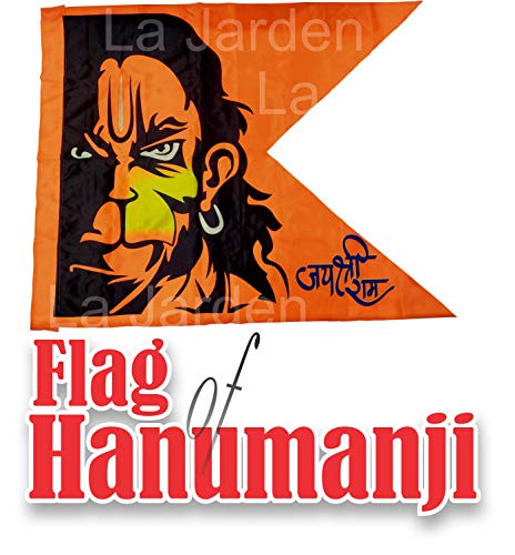 La Jarden Bhagwa | Hanumanji Flag, Jai Shri Ram Dhwaja, Hindu Religious Flag, Kapidhwaj Multicolor Large Size 112x137cm (44x54 inches) 1pc